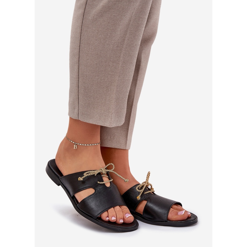 Kvinders læder flip flops zazoo 3022 sort 1