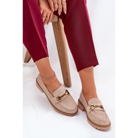 Kvinders loafers med fletning og gylden detalje beige 8
