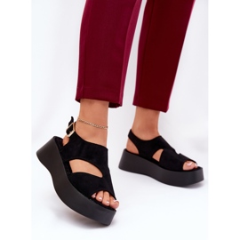 Kvinders sandaler på platformen Eco Suede Black sort 2