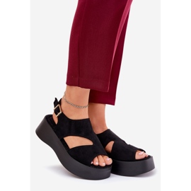 Kvinders sandaler på platformen Eco Suede Black sort 1