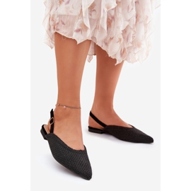 Ballerinaer med fletning og pegede tæer sorte 4
