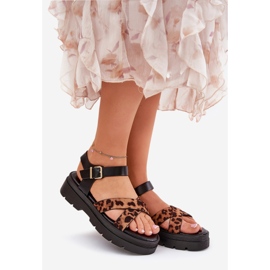 Kvinders sandaler på platformen med leopardprint brun 1