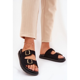 Kvinders flip flops på platformen med sorte spænder 2