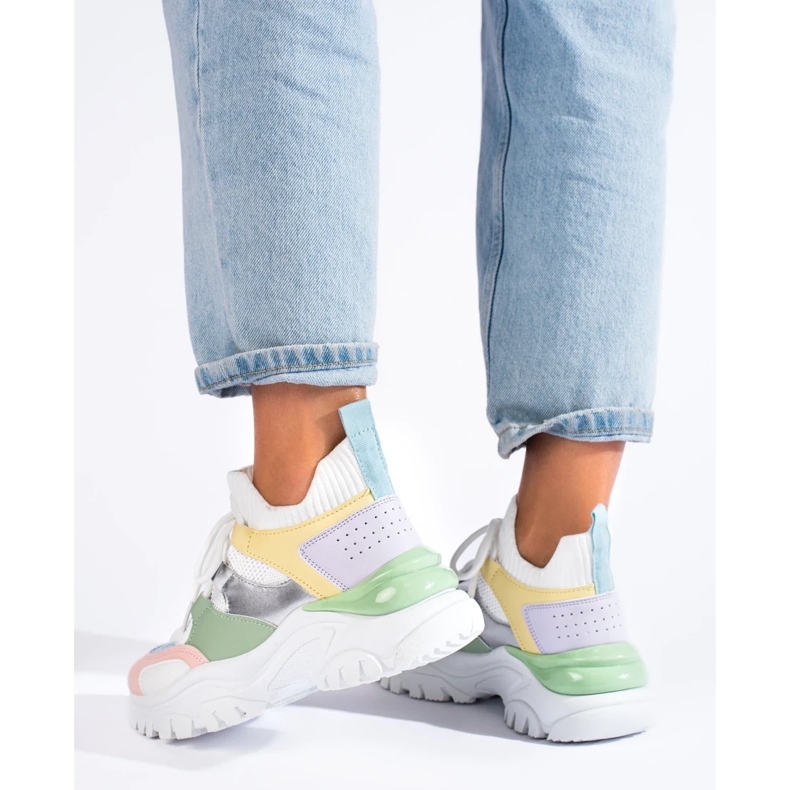 Farverige slip-on sneakers hvid 1