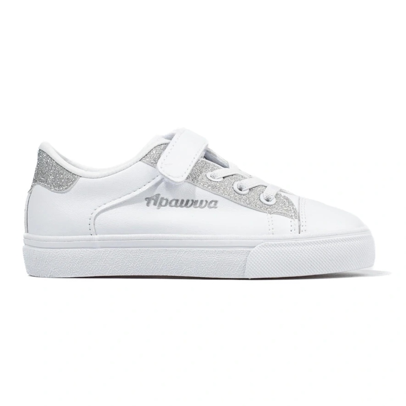 Hvide børnesneakers med sølvglimmer 2