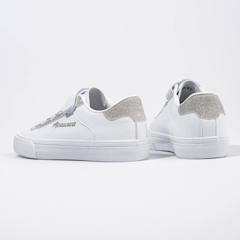 Hvide børnesneakers med sølvglimmer 1