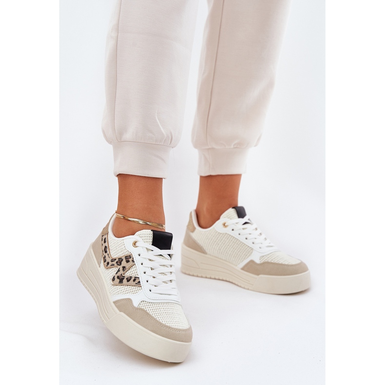 Kvinders sportssko på platformen leopard beige 2