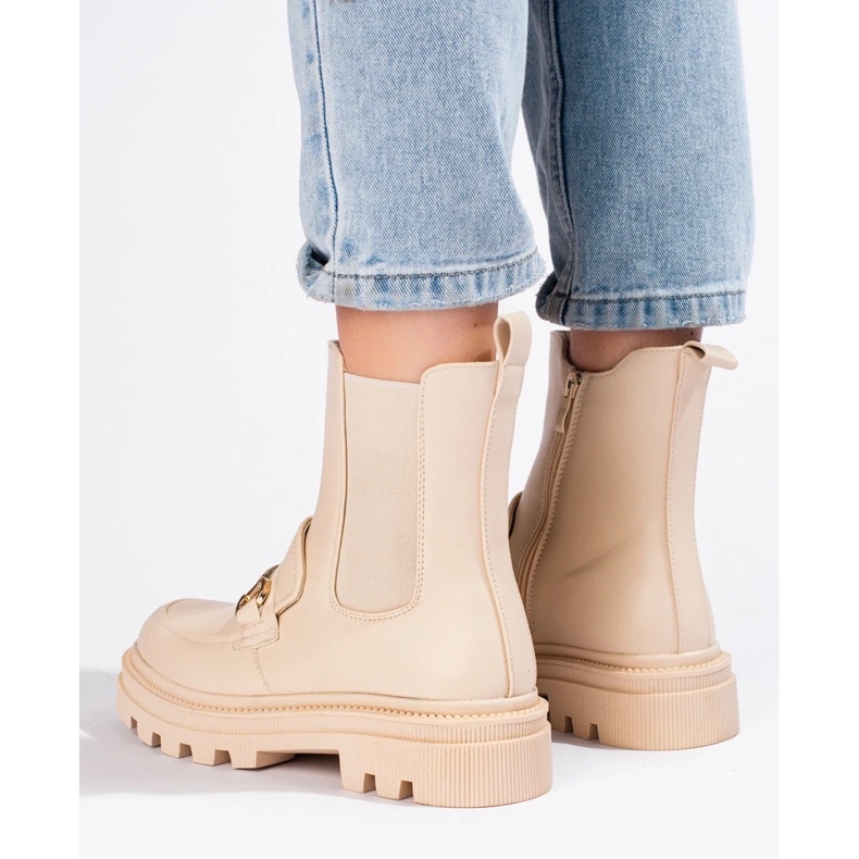 Beige Chelsea-støvler til kvinder på platformen 1