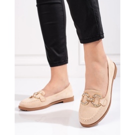 Kvinders beige ruskindsmokkasiner 2