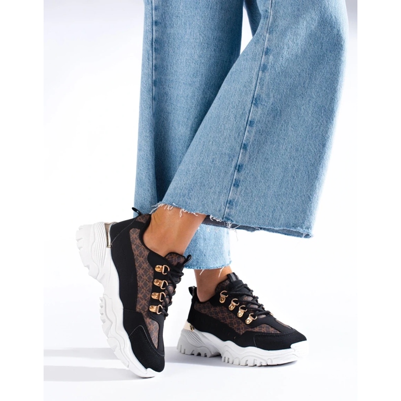 Sorte sneakers til kvinder med mønster 2