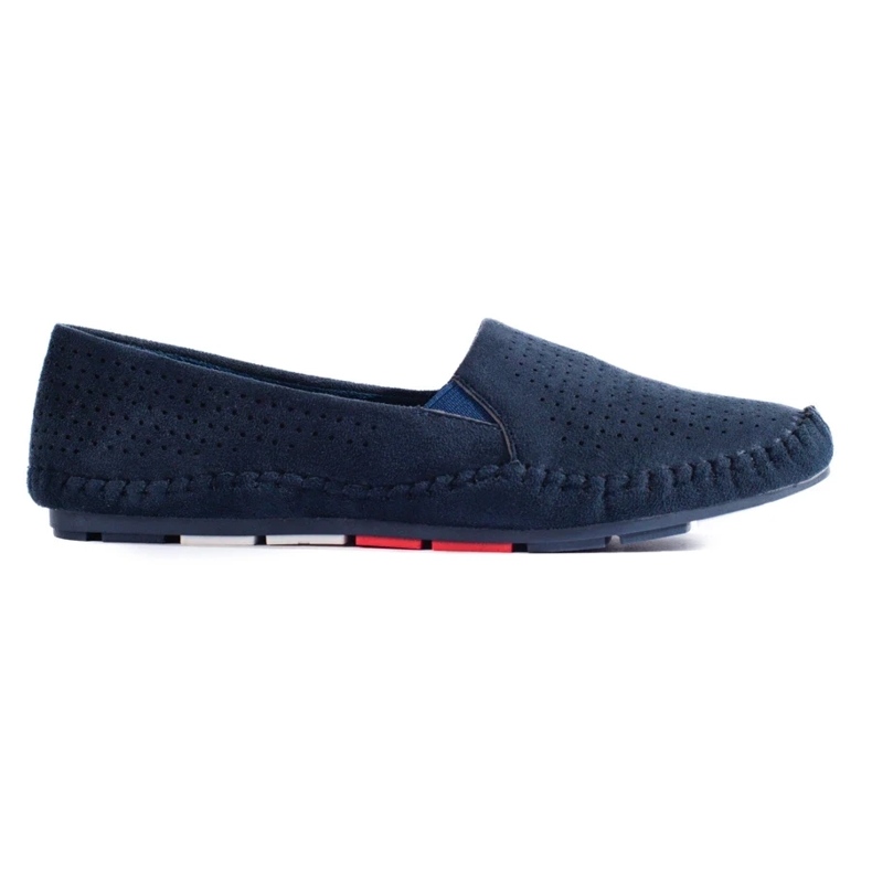 Marineblå Shelovet gennembrudte slip-on loafers til kvinder 1