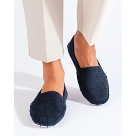 Marineblå Shelovet gennembrudte slip-on loafers til kvinder 2
