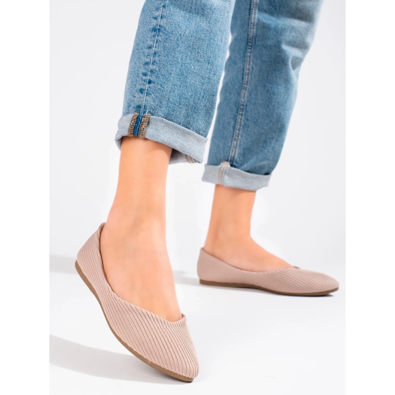 Vinceza tekstilballerinaer til kvinder beige 2