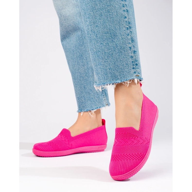 Dame tekstil slip-on sneakers Shelovet pink lyserød 1