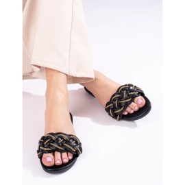 Elegante sorte sandaler med kæde fra Shelovet 2