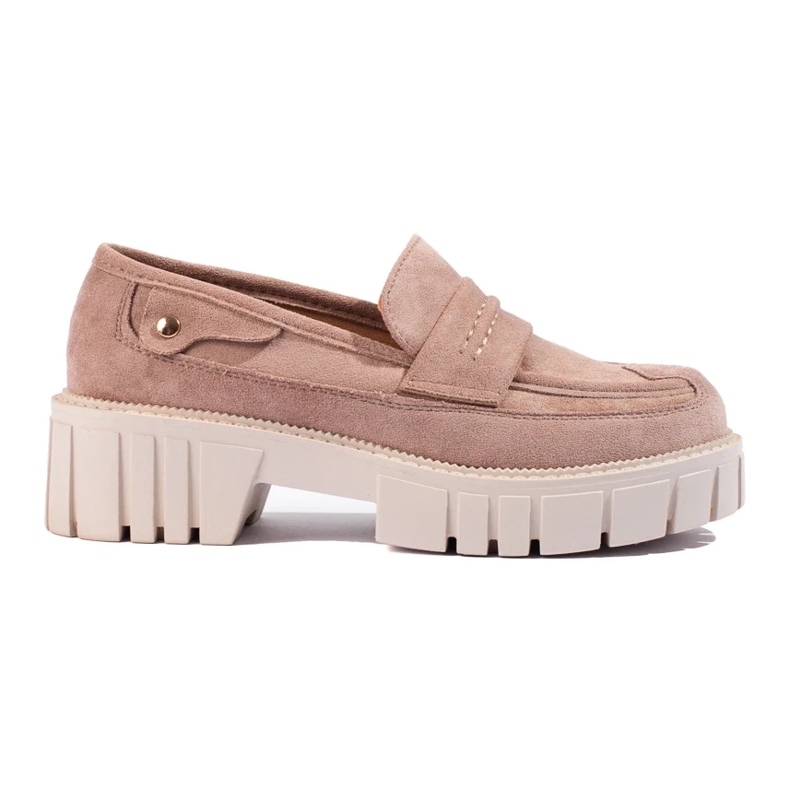 Dame ruskind loafers Shelovet pulver pink platform beige 1