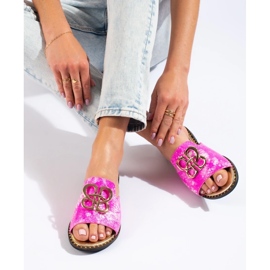 Pink flip-flops til kvinder med gulddekoration fra Shelovet lyserød 1
