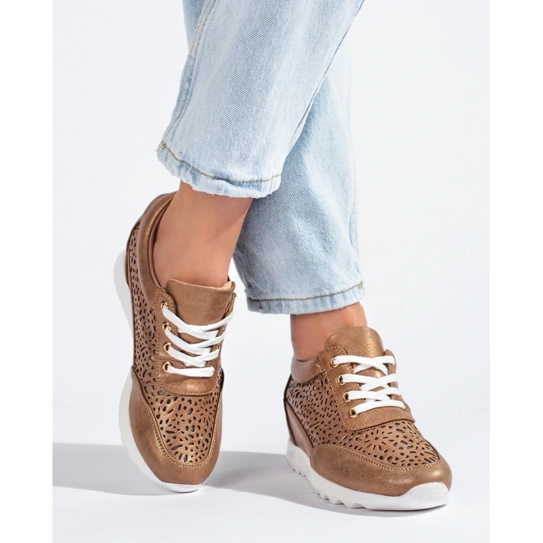 Gennembrudte sneakers med en skjult kile Shelovet brun 2