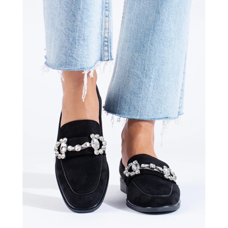 Sorte ruskinds loafers med Shelovet spænde 2