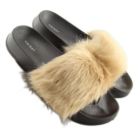 Beige pels hjemmesko S36 beige 2