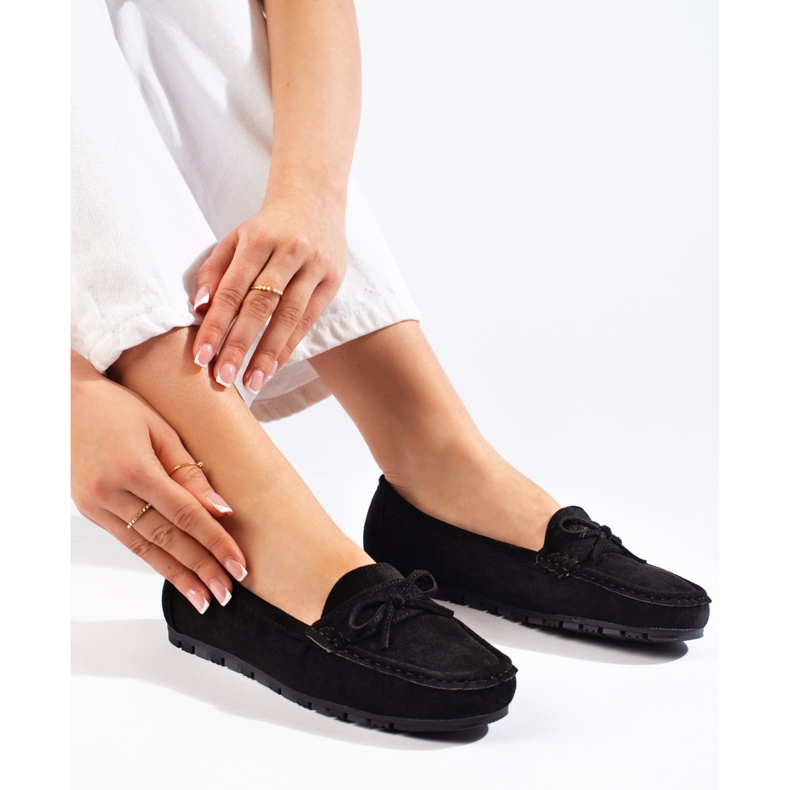Loafers i sort ruskind til kvinder 2