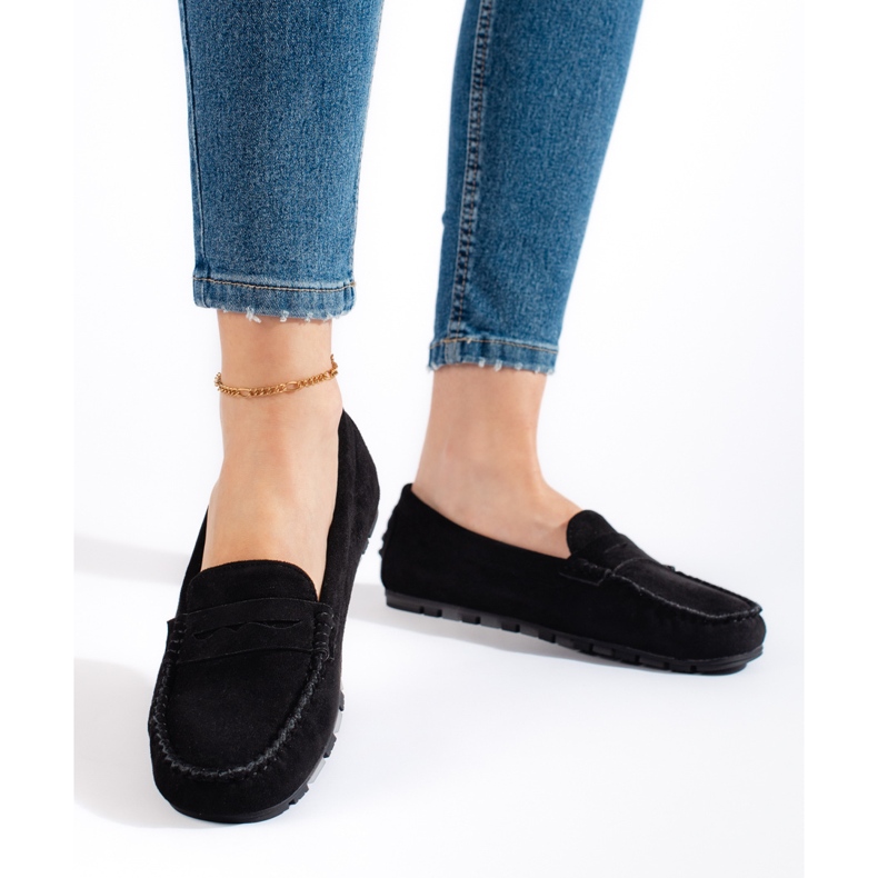 Moccasiner i sort ruskind til kvinder 2