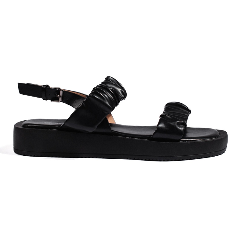 Sorte platform slip-on sandaler 1