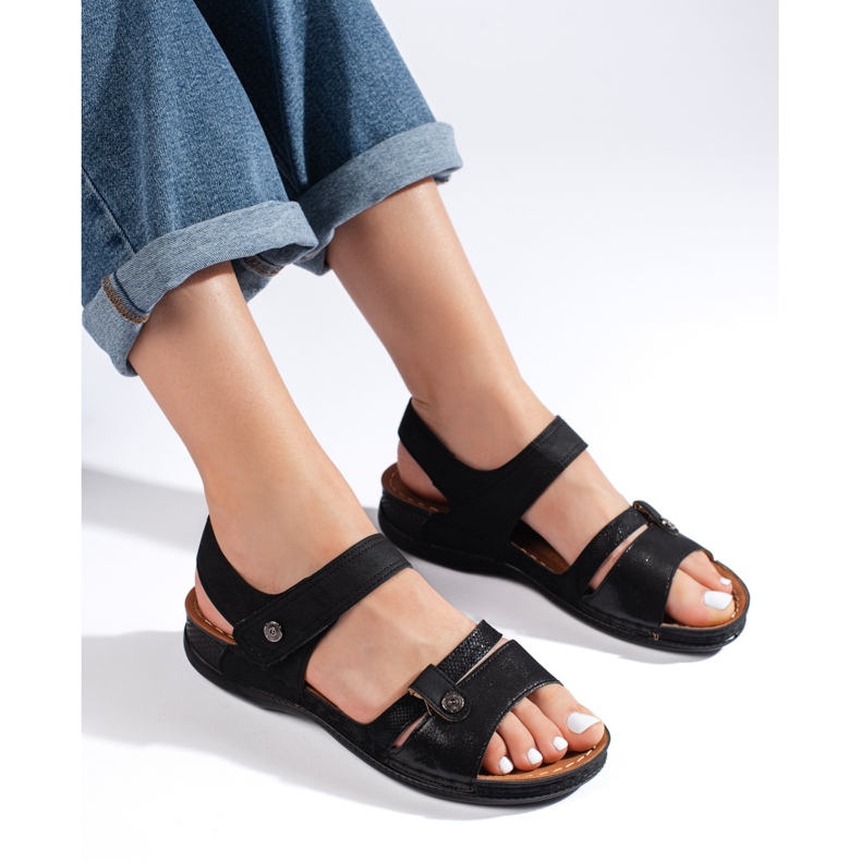 Komfortable sorte damesandaler 2