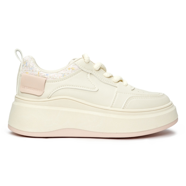Damecreme sneakers med tyk sål beige 1