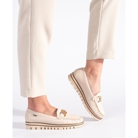 Beige dame loafers på platformen 1