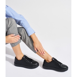 Sergio Leone Sort læder bundet sport sneakers Women's SP014 1