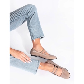 Beige patentballetflader med lås 2