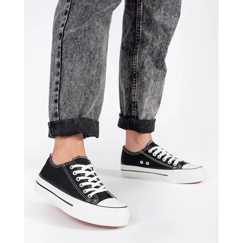 Seastar Sorte klassiske sneakers til kvinder med en platform 1