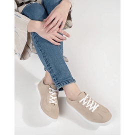 Goodin Beige læder kvinders sneakers 1