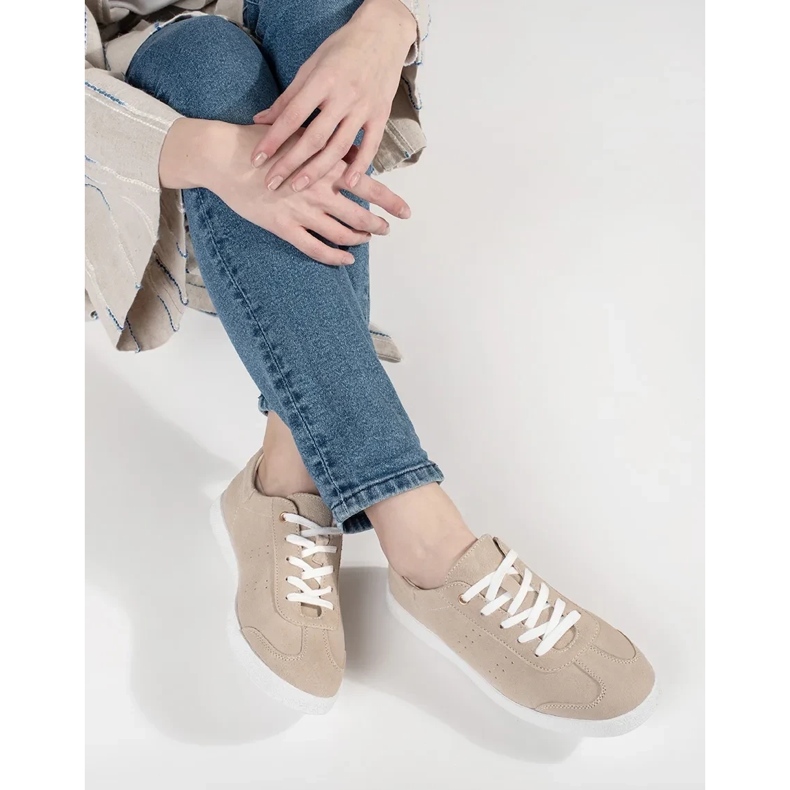 Goodin Beige læder kvinders sneakers 1