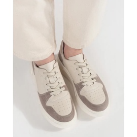 Goodin Beige lædersneakers på platformen 1