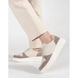 Goodin Beige lædersneakers på platformen 2