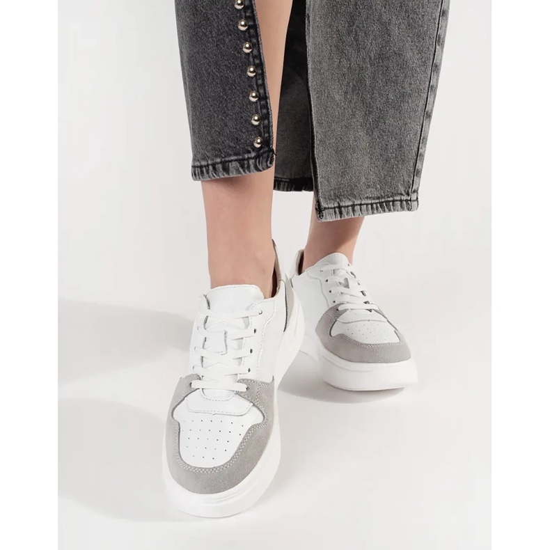 Goodin Hvide lædersneakers på platformen 2