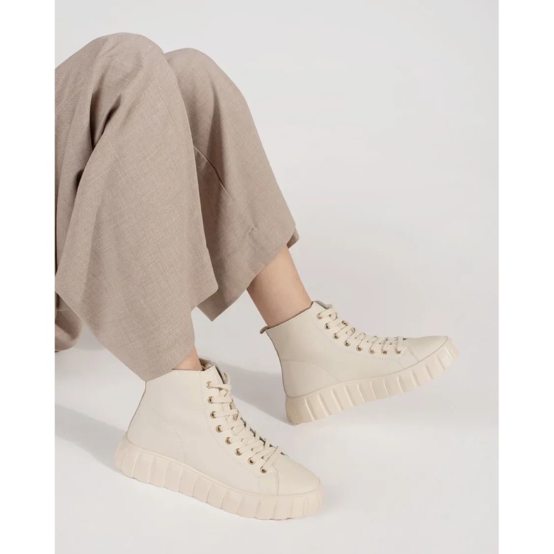 Goodin Højt lys -være kvinders sneakers på platformen beige 1