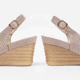 Goodin Beige Openwork Sandaler på kile 2