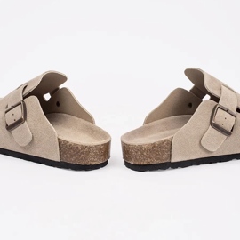 Goodin Lys -bærende kvinders læder flip flops beige 1