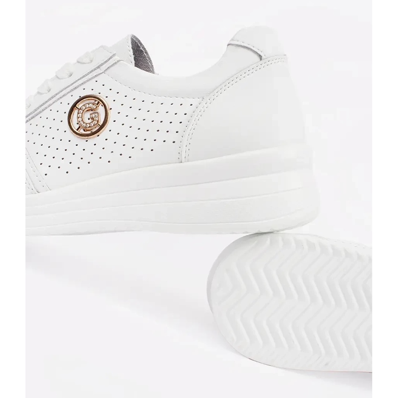 Goodin Hvide Openwork -sneakers med naturligt læder med et ornament 2