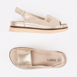 Goodin Openwork bløde guld sandaler med et ornament gylden 1