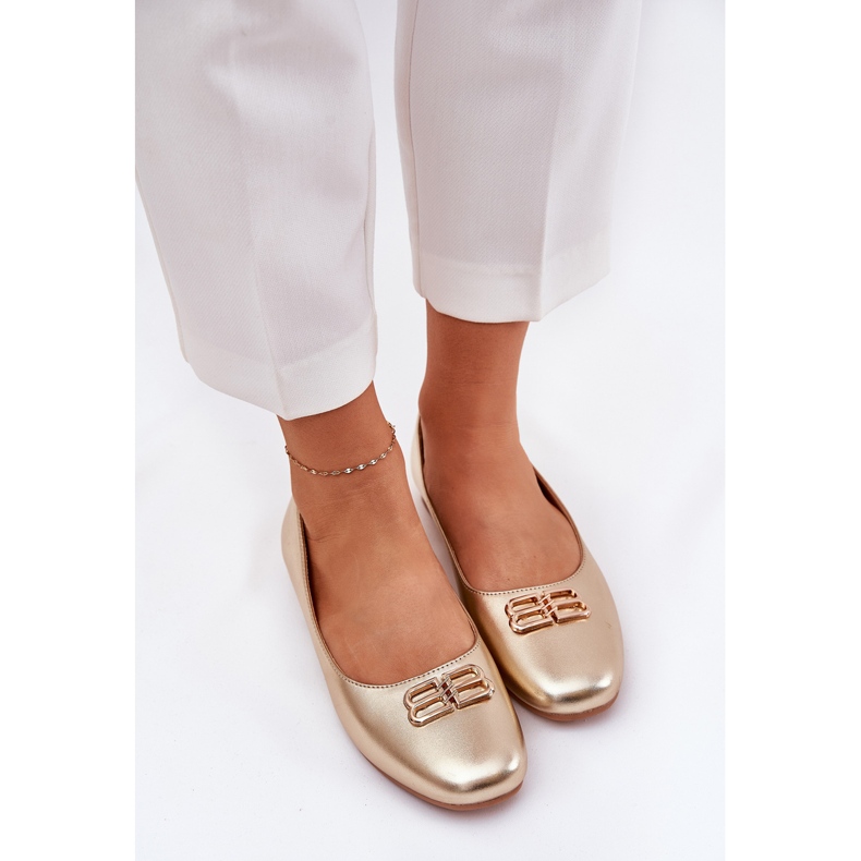 Elegant kvinders ballerinaer med en Vinceza PLN 62206 Golden gylden 2