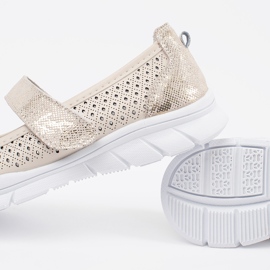 Goodin Beige Openwork Leather Sports Ballerinas 2