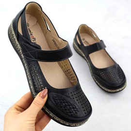 Kvinders sko til velcro sort unisoft 7026 1