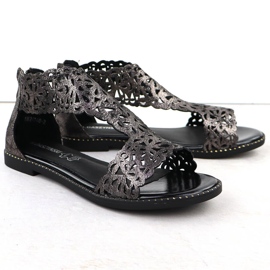 Women's Sandals Openwork Platinum Czarne M. Daszyński MR24148-2 sort 2