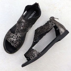 Women's Sandals Openwork Platinum Czarne M. Daszyński MR24148-2 sort 3
