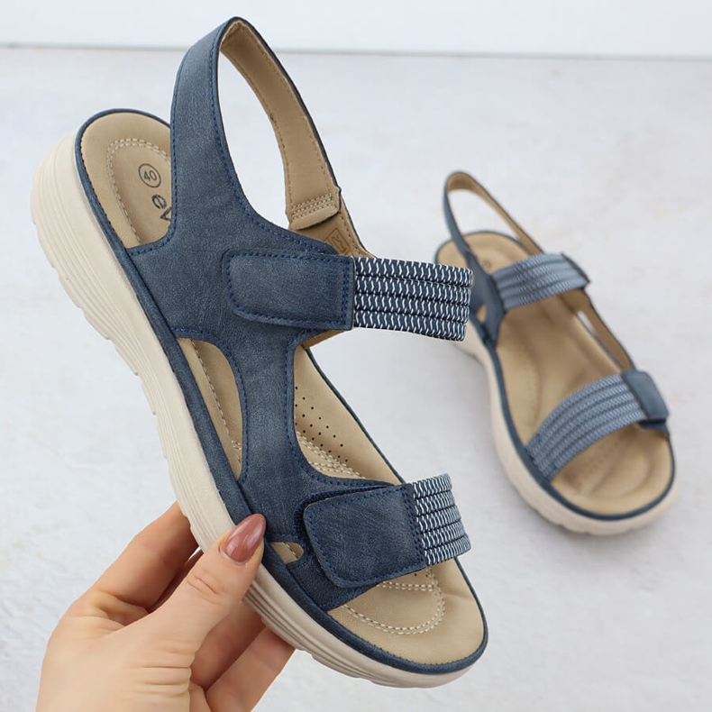 Kvinders sandaler på platformen Comfortable Navy Blue Evento 8874 blå 1