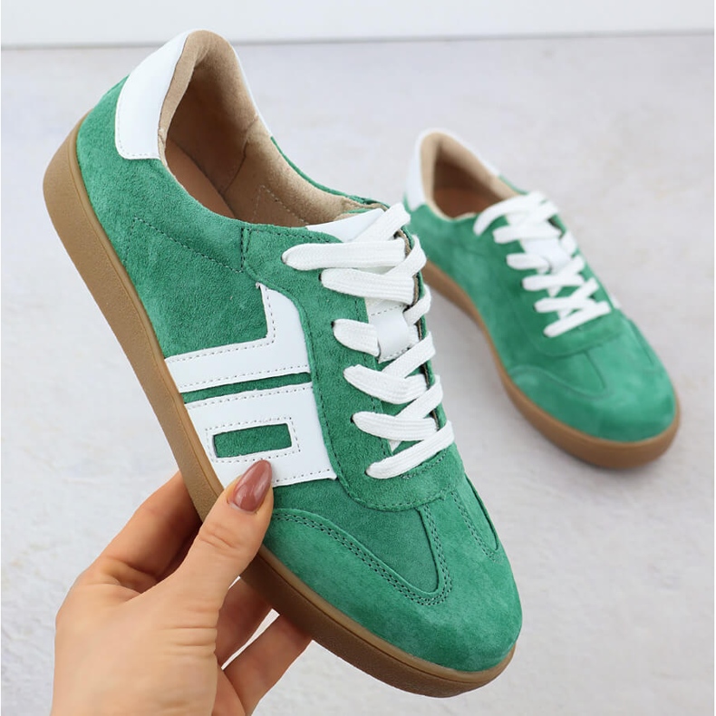 Lædersportsko Suede Green Vinceza 79517 grøn 1